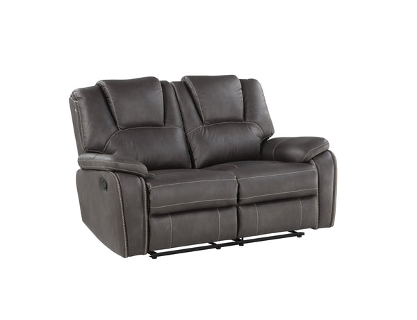 English Elm Steve Silver - Katrine 3-Piece Living Room Set with Faux-Leather Baseball Stitching, Padded Headrests & Recline Charcoal B081S00284