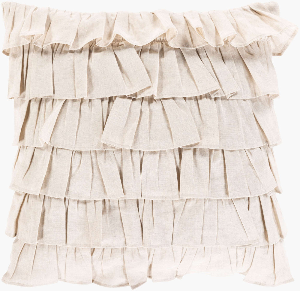 Surya Ruffle 20"X20" Accent Pillow - Stylish Linen-cotton Blend With Unique Ruffled Edges For Home Decor Oatmeal Linen,Cotton,Cotton Rle001-2020d