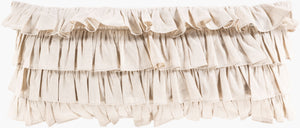 Surya Ruffle Elegant 14"L X 32"W Lumbar Pillow - Luxurious Cotton & Linen Blend For Timeless Decor Oatmeal Linen,Cotton,Cotton Rle002-3214