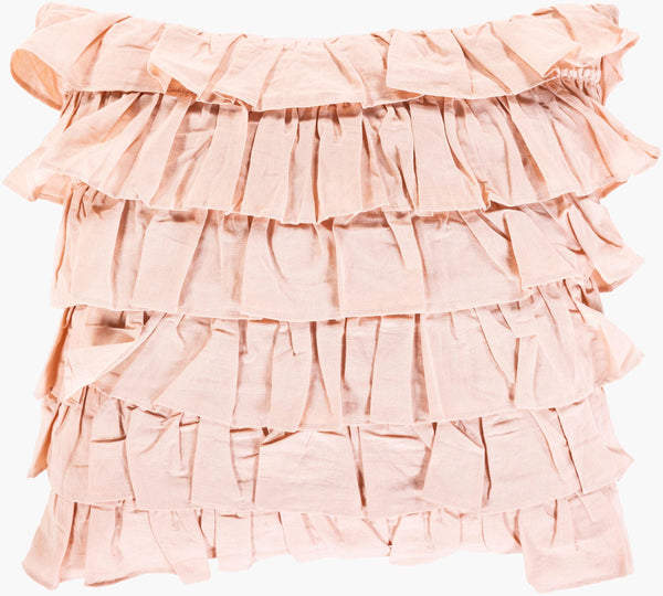 Surya Ruffle 20"X20" Accent Pillow - Stylish Linen-cotton Blend With Unique Ruffled Edges For Home Decor Dusty Pink Linen,Cotton,Cotton Rle003-2020d