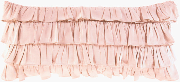 Surya Ruffle Elegant 14"L X 32"W Lumbar Pillow - Luxurious Cotton & Linen Blend For Timeless Decor Dusty Pink Linen,Cotton,Cotton Rle004-3214d