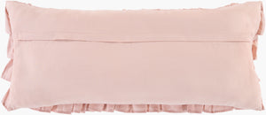 Surya Ruffle Elegant 14"L X 32"W Lumbar Pillow - Luxurious Cotton & Linen Blend For Timeless Decor Dusty Pink Linen,Cotton,Cotton Rle004-3214d