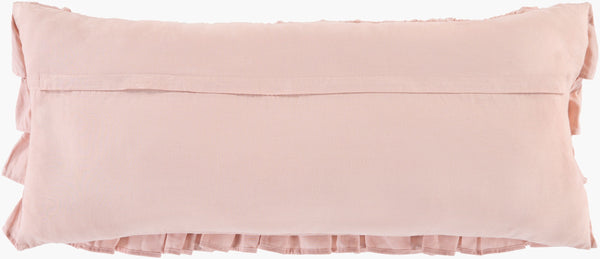 Surya Ruffle Elegant 14"L X 32"W Lumbar Pillow - Luxurious Cotton & Linen Blend For Timeless Decor Dusty Pink Linen,Cotton,Cotton Rle004-3214d