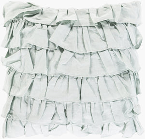 Surya Ruffle 20"X20" Accent Pillow - Stylish Linen-cotton Blend With Unique Ruffled Edges For Home Decor Pale Blue Linen,Cotton,Cotton Rle005-2020