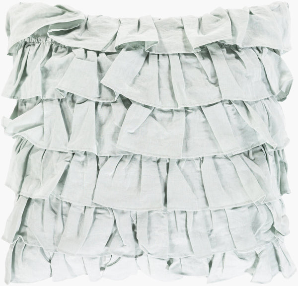 Surya Ruffle 20"X20" Accent Pillow - Stylish Linen-cotton Blend With Unique Ruffled Edges For Home Decor Pale Blue Linen,Cotton,Cotton Rle005-2020