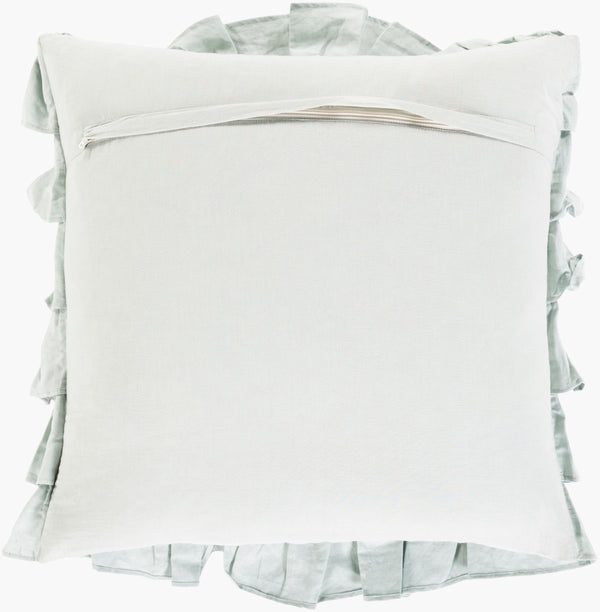 Surya Ruffle 20"X20" Accent Pillow - Stylish Linen-cotton Blend With Unique Ruffled Edges For Home Decor Pale Blue Linen,Cotton,Cotton Rle005-2020