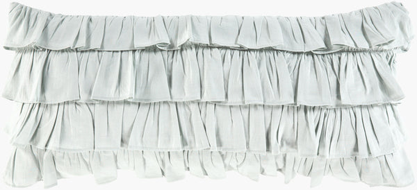 Surya Ruffle Elegant 14"L X 32"W Lumbar Pillow - Luxurious Cotton & Linen Blend For Timeless Decor Pale Blue Linen,Cotton,Cotton Rle006-3214d