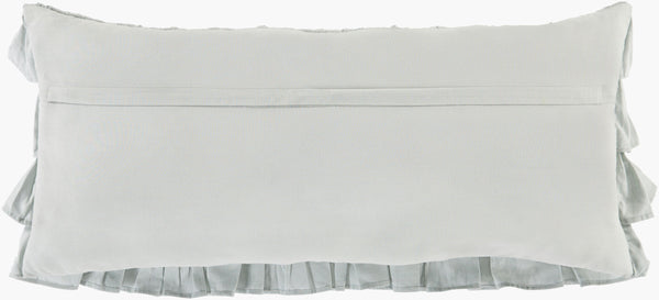 Surya Ruffle Elegant 14"L X 32"W Lumbar Pillow - Luxurious Cotton & Linen Blend For Timeless Decor Pale Blue Linen,Cotton,Cotton Rle006-3214d