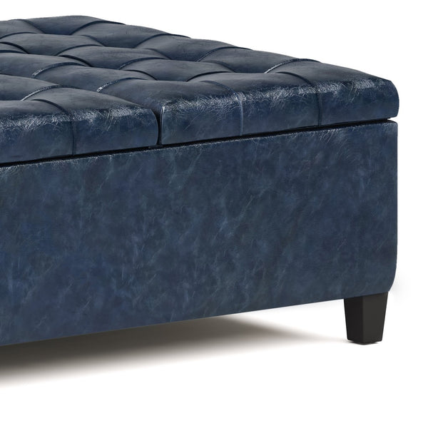 English Elm Harrison Coffee Table Storage Ottoman In Denim Blue - Stylish, Multi-Functional, And Durable Design B136P159143