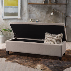 English Elm Hartford Upholstered Storage Ottoman Bench with Birch Legs for Living Room 73766.00FWHEAT