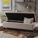 Hearth and Haven Xenon Fabric Upholstered Storage Bench with Birch Wood Legs, Wheat 73766.00FWHEAT