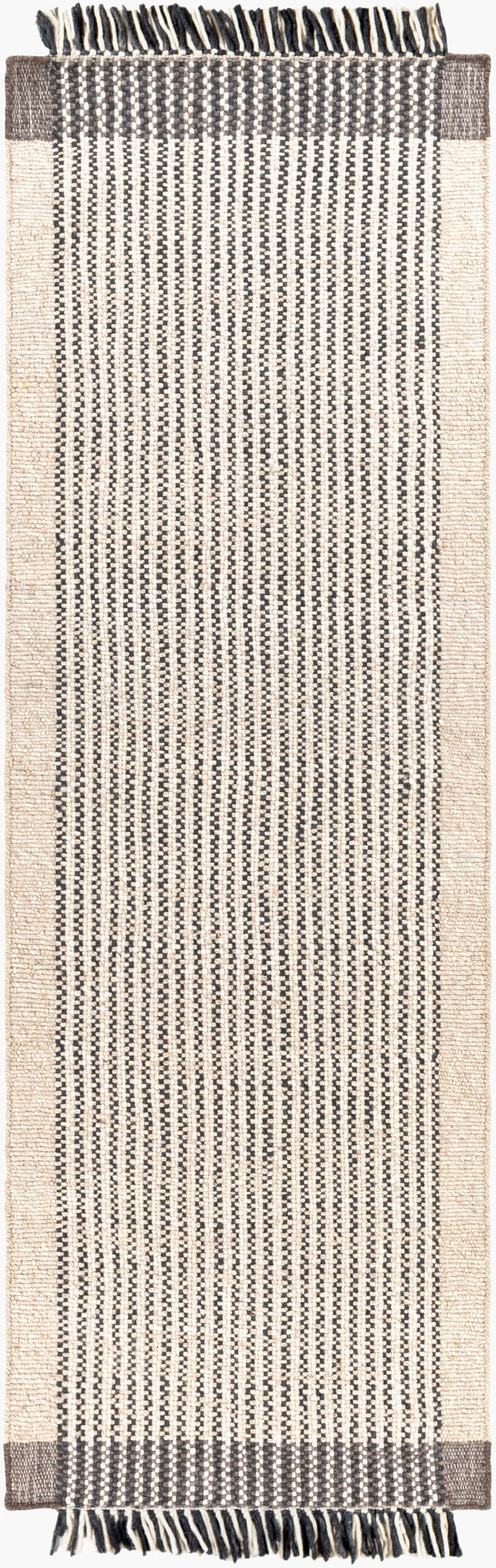 Surya Reliance 10' X 14' Handwoven Wool Rug - Timeless Cottage Style With Elegant Fringe Detail Charcoal Wool Rli2300-268