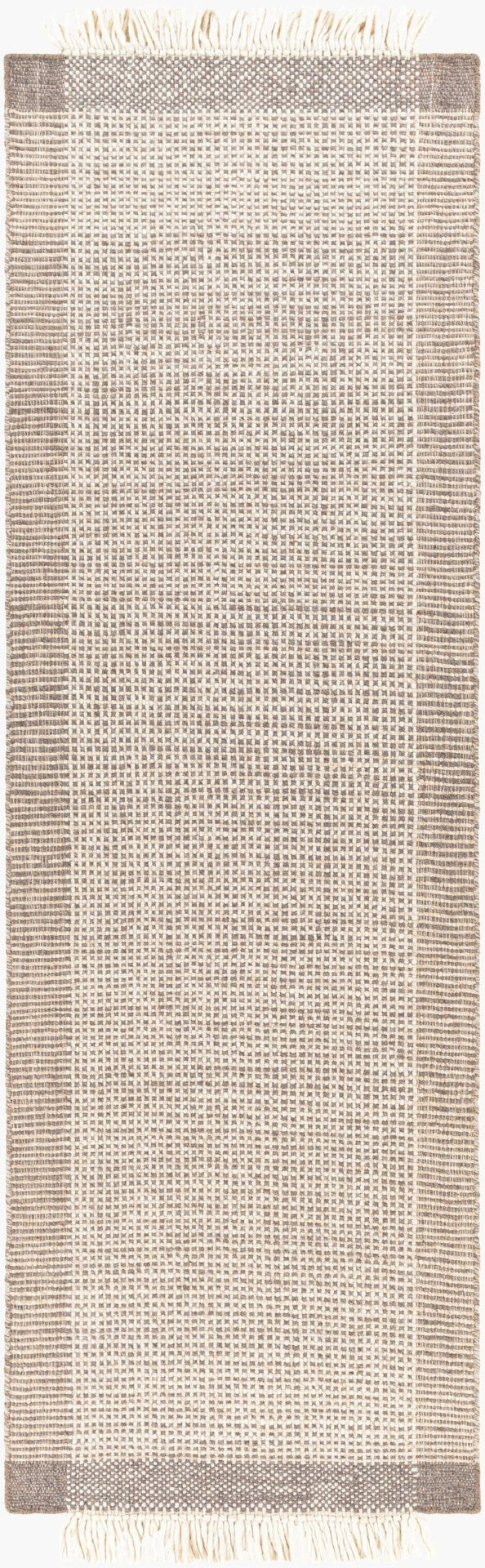 Livabliss Reliance Handwoven Wool Flatweave Area Rug with Fringe for Farmhouse Living Rooms Brown, Beige 2'6" x 8' RLI2301-268