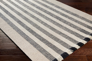 Surya Reliance 10' X 14' Handwoven Wool Rug - Timeless Cottage Style With Elegant Fringe Detail Black Wool Rli2302-23