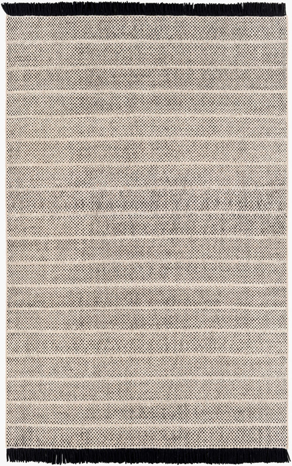 Surya Reliance 10' X 14' Handwoven Wool Rug - Timeless Cottage Style With Elegant Fringe Detail Black Wool Rli2304-23