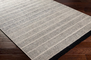 Surya Reliance 10' X 14' Handwoven Wool Rug - Timeless Cottage Style With Elegant Fringe Detail Black Wool Rli2304-23
