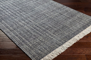 Surya Reliance 10' X 14' Handwoven Wool Rug - Timeless Cottage Style With Elegant Fringe Detail Charcoal Wool Rli2305-23