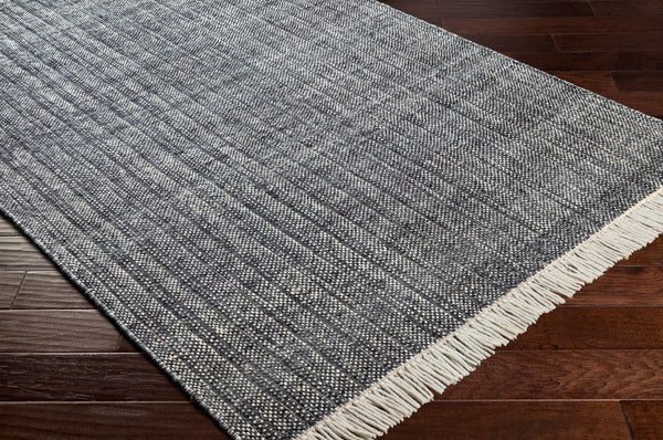 Surya Reliance 10' X 14' Handwoven Wool Rug - Timeless Cottage Style With Elegant Fringe Detail Charcoal Wool Rli2305-23