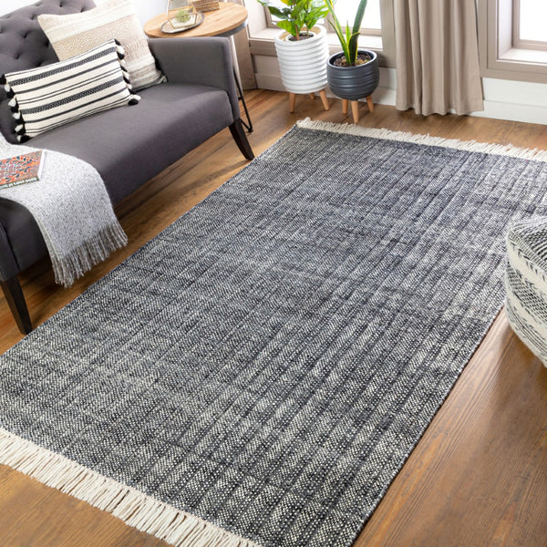 Surya Reliance 10' X 14' Handwoven Wool Rug - Timeless Cottage Style With Elegant Fringe Detail Charcoal Wool Rli2305-23