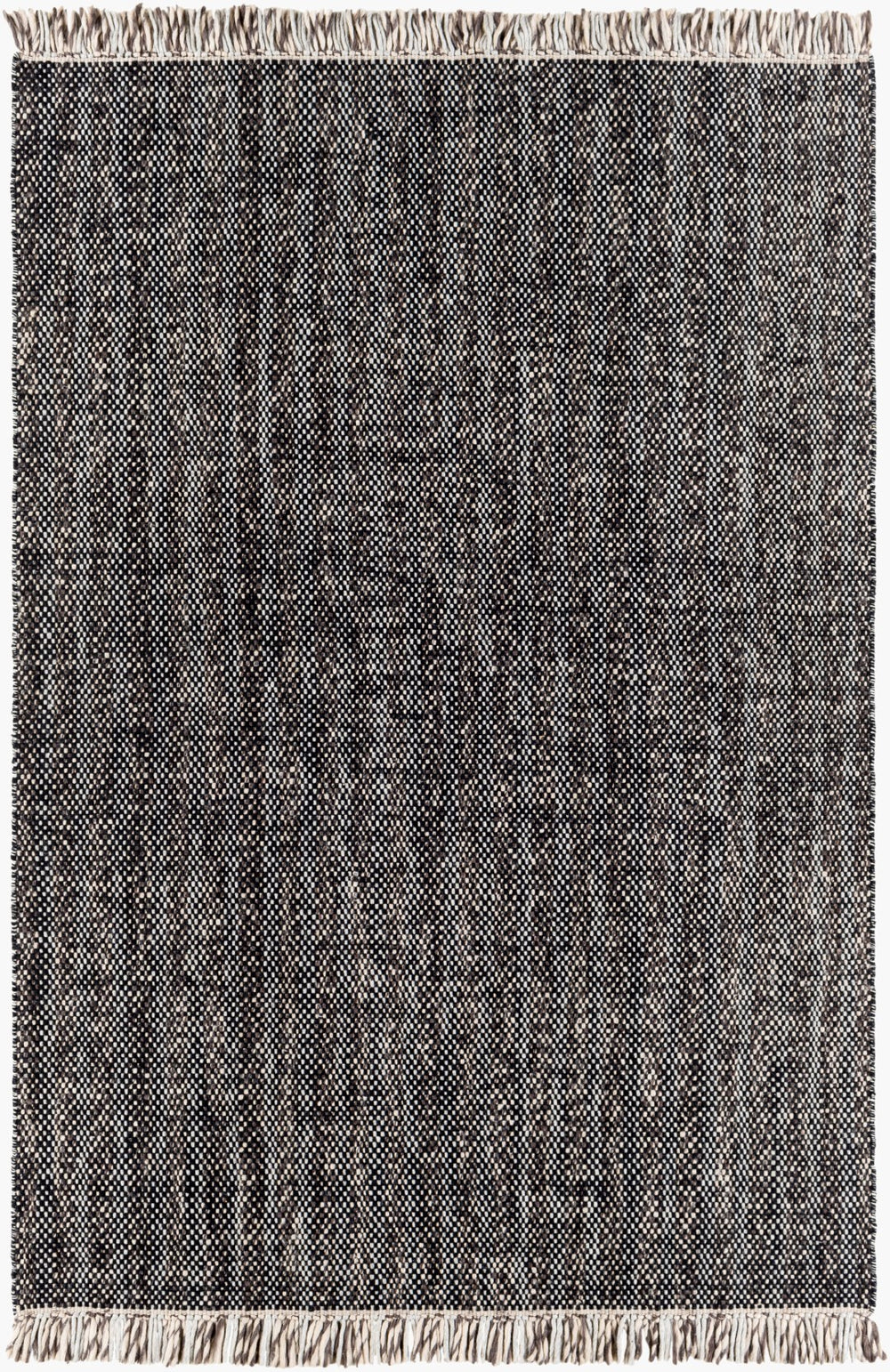 Surya Reliance 10' X 14' Handwoven Wool Rug - Timeless Cottage Style With Elegant Fringe Detail Black Wool Rli2306-23