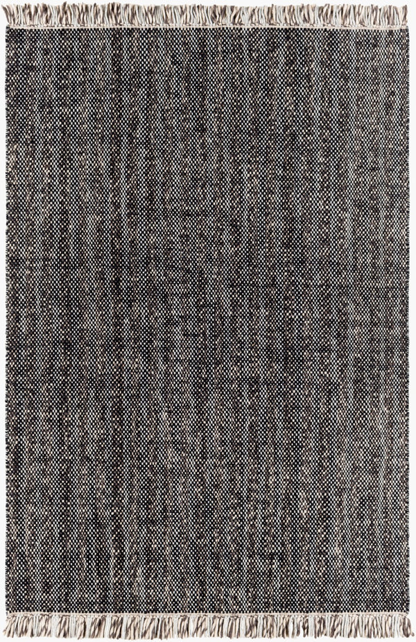 Surya Reliance 10' X 14' Handwoven Wool Rug - Timeless Cottage Style With Elegant Fringe Detail Black Wool Rli2306-23