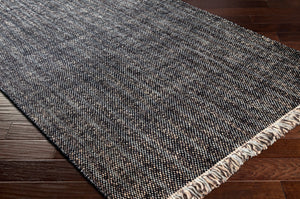 Surya Reliance 10' X 14' Handwoven Wool Rug - Timeless Cottage Style With Elegant Fringe Detail Black Wool Rli2306-23