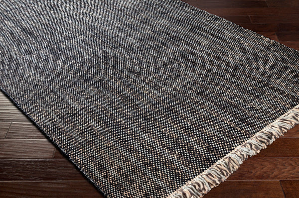 Surya Reliance 10' X 14' Handwoven Wool Rug - Timeless Cottage Style With Elegant Fringe Detail Black Wool Rli2306-23