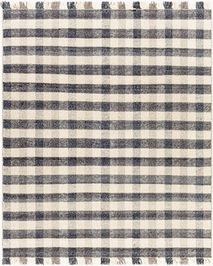 Livabliss Reliance Wool Flatweave Area Rug Handwoven Cottage Style with Fringe Accent India Craft Charcoal, Mediu 8' x 10' RLI2308-810