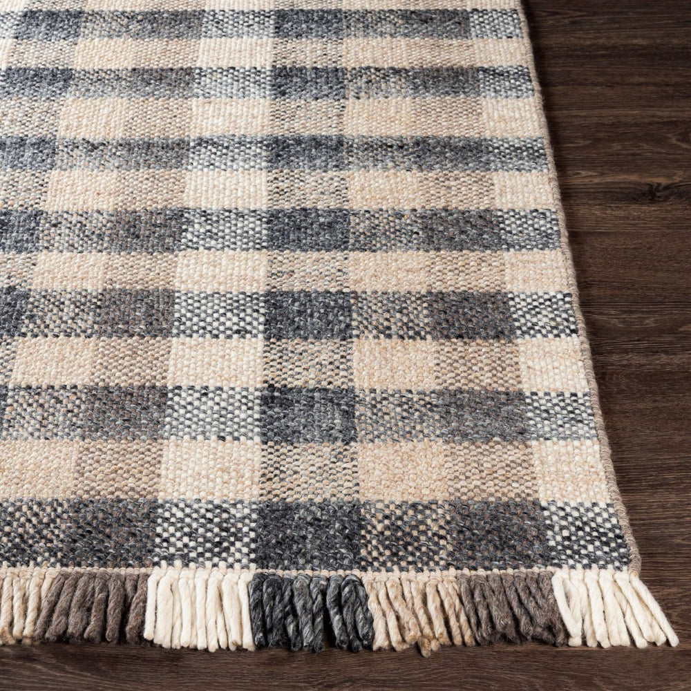Livabliss Reliance Wool Flatweave Area Rug Handwoven Cottage Style with Fringe Accent India Craft Charcoal, Mediu 8'10" x 12' RLI2308-81012