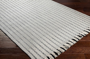 Surya Reliance 10' X 14' Handwoven Wool Rug - Timeless Cottage Style With Elegant Fringe Detail Black Wool Rli2309-23