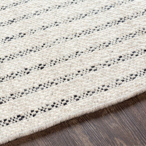 Surya Reliance 10' X 14' Handwoven Wool Rug - Timeless Cottage Style With Elegant Fringe Detail Black Wool Rli2309-23