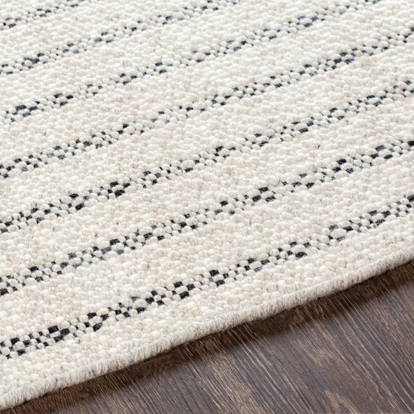 Surya Reliance 10' X 14' Handwoven Wool Rug - Timeless Cottage Style With Elegant Fringe Detail Black Wool Rli2309-23