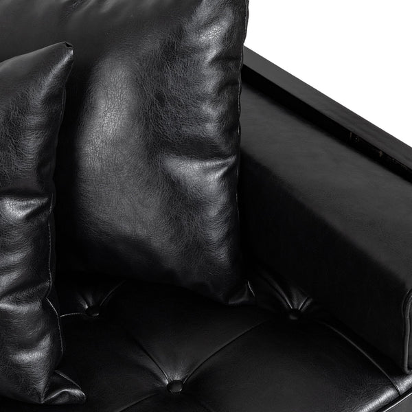 English Elm Christopher Knight Home® - LOVESEAT Contemporary Oversized Faux Leather Loveseat with Button Tufting, Iron Sled Legs, 72.5" Black 72103.00PUMDNT