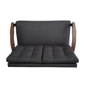English Elm Christopher Knight Home® - 2 Seater Sofa Charcoal Gray Tufted Loveseat with Waffle Stitching, Fabric, Walnut Legs — Stylish Comfort 65343.00BLK