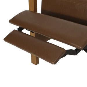 English Elm Christopher Knight Home® - Faux Leather Wood Hand Manual Club Recliner Light Brown PU Push-Back Channel Stitching Rubberwood Frame 71261.00PUCOGN