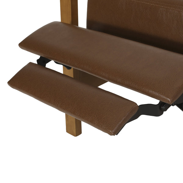 English Elm Christopher Knight Home® - Faux Leather Wood Hand Manual Club Recliner Light Brown PU Push-Back Channel Stitching Rubberwood Frame 71261.00PUCOGN