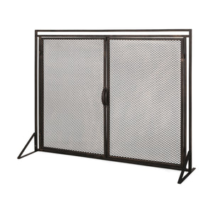 English Elm Christopher Knight Home® - FIREPLACE Samantha Iron Screen with Matte Finish, Handcrafted Mesh Guard, Dual Doors & Sleek Frame Black+Gold 67721.00BBGLD