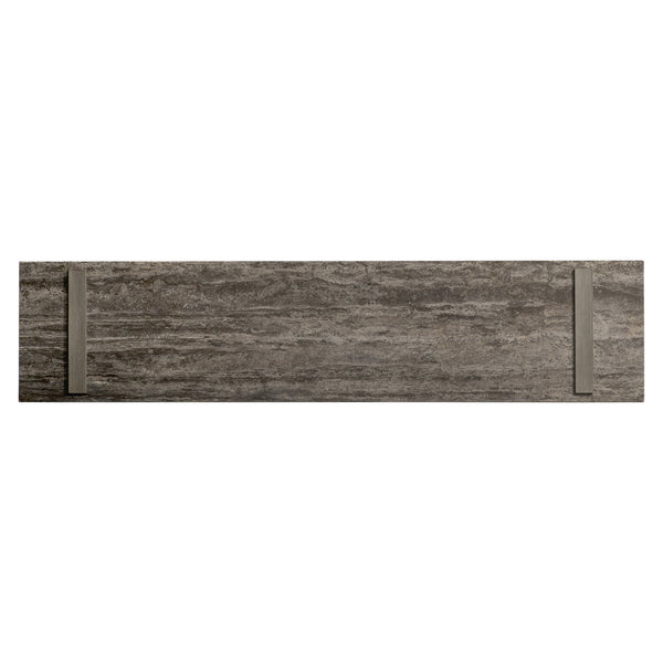 Bernhardt Bernhardt Azzura Console Table With Honed Silver Travertine Top & Weathered Greige Oak Sculptural Base 332910