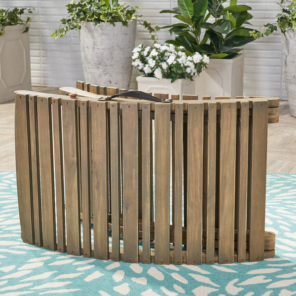 English Elm Christopher Knight Home® - LAHAINA Acacia Wood Foldable Chaise Lounge for Patio & Poolside — Weather-Resistant, Portable Comfort Grey 38.5 L x 24.75 W x 8.5 H 57076.00GRY