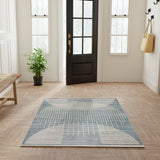 Nourison Astra Machine Washable ASW03 Machine Made Power-loomed Borderless Design Indoor Only Mid-Century Modern Scandinavian Rug Blue, Blue 100% Polyester 99446988393