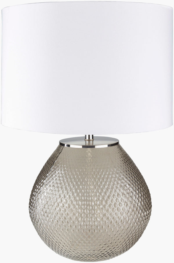 Surya Arlo Modern 26" Accent Table Lamp - Stylish Glass & Metal Design For Home Or Office Decor Body, Medium Gray,Shade, White,Finial, Metallic ,Nickel,Harp, Metallic ,Nickel,Cord, Translucent Glass,Linen,Steel Rlo-001