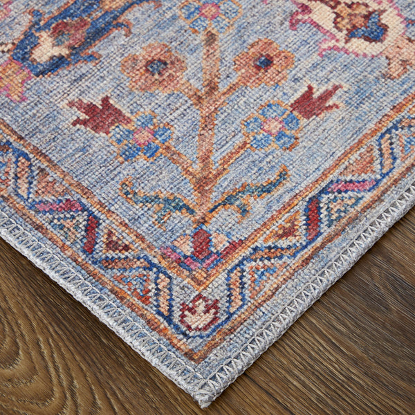 Feizy Rugs Rawlins Vintage-inspired Floral Polyester Rug - Antique Charm Meets Modern Durability For Your Home Gray,Blue,Red Polyester Rln39heflblmlth20
