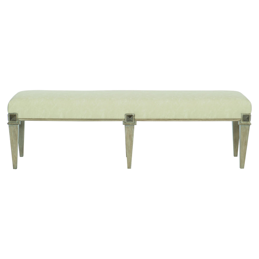 Bernhardt Bernhardt Santa Barbara Upholstered Bench 60" — Coastal Cerused Oak Legs, Vintage Nickel Accents, Durable Fabric 385508