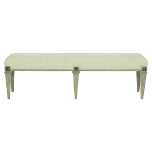 Bernhardt Bernhardt Santa Barbara Upholstered Bench 60" — Coastal Cerused Oak Legs, Vintage Nickel Accents, Durable Fabric 385508