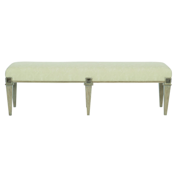 Bernhardt Bernhardt Santa Barbara Upholstered Bench 60" — Coastal Cerused Oak Legs, Vintage Nickel Accents, Durable Fabric 385508