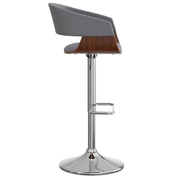 English Elm Lowell Adjustable Swivel Bar Stool - Light Grey Linen Upholstery, Mid-Century Modern Design & Comfort B136P158833