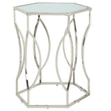 Maxfield Hexagonal Metal Frosted Glass End Table