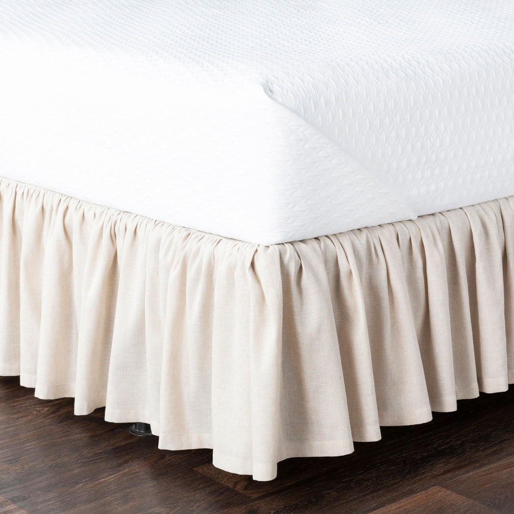 Surya Peyton Ruffle Bed Skirt - 78"W X 80"L X 15"Dl | Rustic Linen & Cotton Charm For Cozy Spaces! Gray Linen,Cotton,Linen,Cotton Rlskt1000-kskt