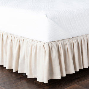 Surya Peyton Ruffle Bed Skirt - 78"W X 80"L X 15"Dl | Rustic Linen & Cotton Charm For Cozy Spaces! Gray Linen,Cotton,Linen,Cotton Rlskt1000-kskt
