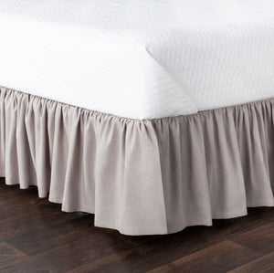 Surya Peyton Ruffle Bed Skirt - 78"W X 80"L X 15"Dl | Rustic Linen & Cotton Charm For Cozy Spaces! Oatmeal Linen,Cotton,Linen,Cotton Rlskt1001-kskt